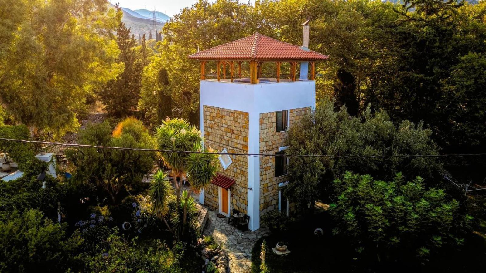 Steinturm Mit Dach-Terrasse Zwischen Fluss, Meer Und Gebirge- Spiti Pirgos Paralia Sergoulas المظهر الخارجي الصورة